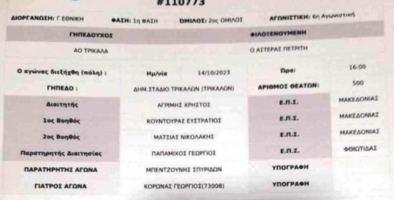 Απίστευτο: Διαιτητής έγραψε λάθος σκορ στο φύλλο αγώνα!