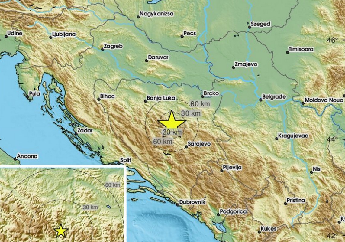 Ισχυρός σεισμός 5,4 Ρίχτερ στη Βοσνία (ΦΩΤΟ)