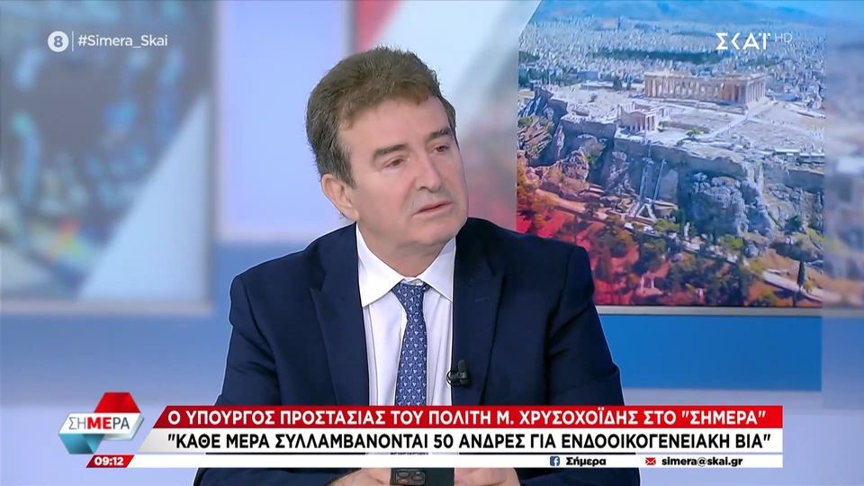 Χρυσοχοΐδης: Καθημερινά συλλαμβάνονται 50 άνδρες για ενδοοικογενεική βία (VIDEO)
