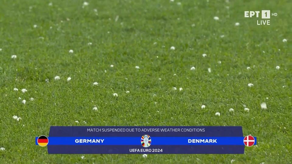 Διακόπηκε προσωρινά το Γερμανία – Δανία λόγω έντονης βροχόπτωσης- Χαλάζι σε μέγεθος… καρυδιού (VIDEO)