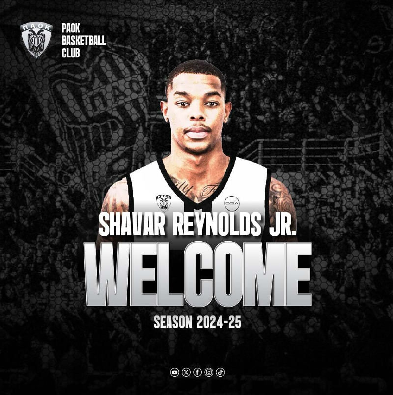 ΠΑΟΚ για Shavar Reynolds Jr: Καλωσορίζουμε έναν εξαιρετικό γκαρντ στη μεγάλη οικογένεια του ΠΑΟΚ