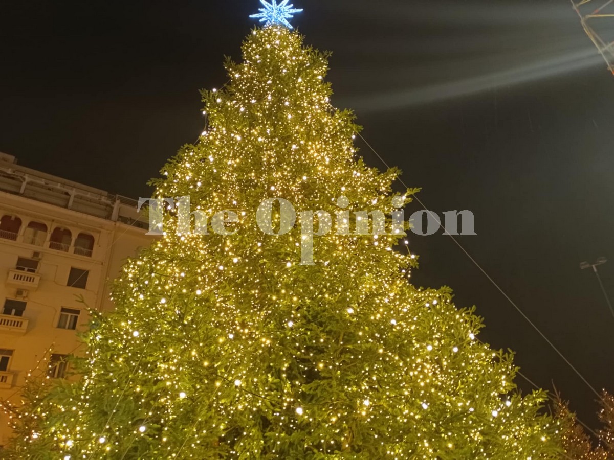 Εντυπωσιακή η φωταγώγηση του χριστουγεννιάτικου δέντρου στην πλατεία Αριστοτέλους (ΦΩΤΟ+VIDEO)
