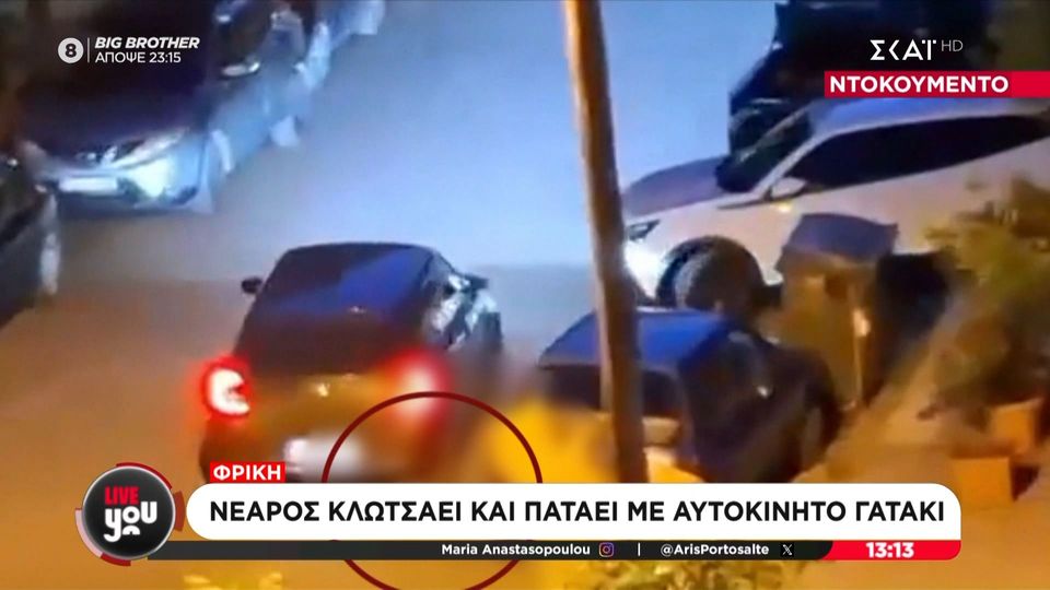 Κτηνωδία στην Καλαμαριά: Νεαρός κλωτσάει και πατάει με το αυτοκίνητο γατάκι (VIDEO)