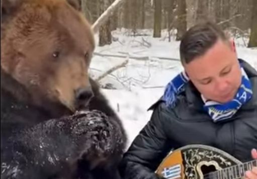 Έλληνας μουσικός παίζει μπουζούκι παρέα με μια αρκούδα (VIDEO)