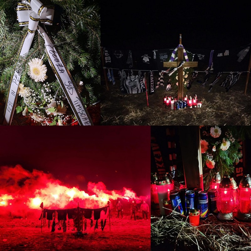 Ρίγη συγκίνησης στη Ρουμανία – Φίλοι της Τιμισοάρα έστησαν σταυρό στο σημείο που χάθηκαν οι εφτά ΠΑΟΚτσήδες