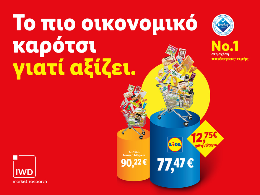 Lidl Ελλάς: Συνεχίζει να είναι το πιο οικονομικό καρότσι γιατί αξίζει