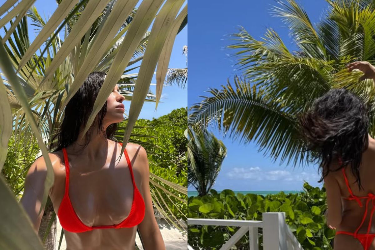 Η Ιρίνα Σάικ ποζάρει με μικροσκοπικό μαγιό ανάμεσα σε φοίνικες (ΦΩΤΟ-VIDEO)