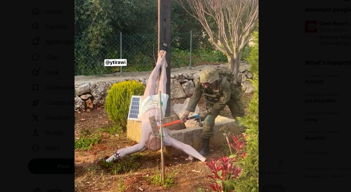 Ισραηλινός στρατιώτης έσπασε άγαλμα του Ιησού στον Λίβανο (ΦΩΤΟ)