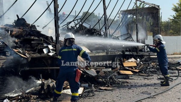 Στις φλόγες φορτίο νταλίκας στην εθνική οδό Λαμίας – Θεσσαλονίκης (ΦΩΤΟ-VIDEO)