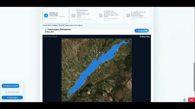 Υδατικό απόθεμα ταμιευτήρα της ΕΥΑΘ σε πραγματικό χρόνο