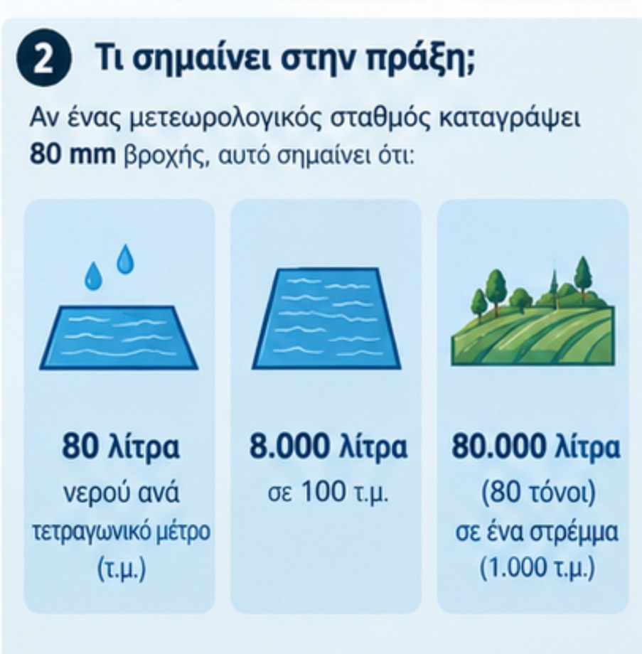 Τι σημαίνουν τα «80 χιλιοστά βροχής» και γιατί μπορεί να είναι επικίνδυνα