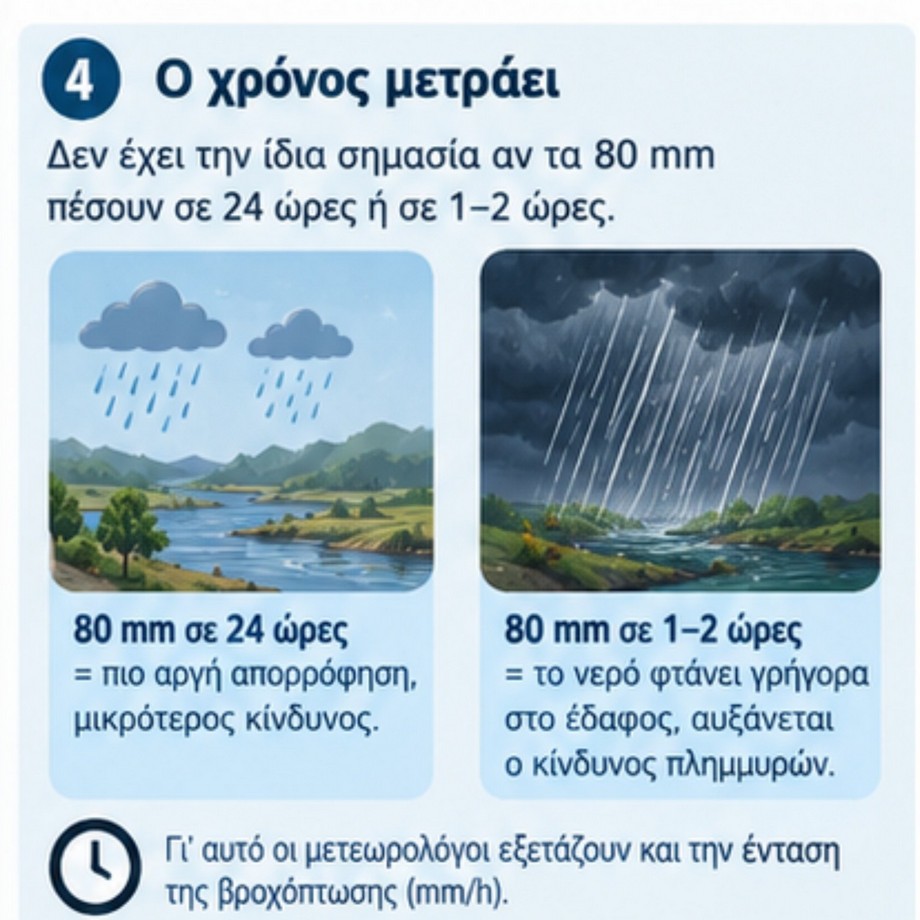 Τι σημαίνουν τα «80 χιλιοστά βροχής» και γιατί μπορεί να είναι επικίνδυνα