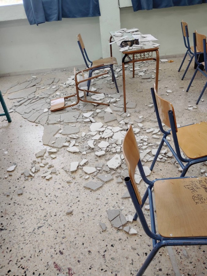 Στο νοσοκομείο μαθητής μετά από πτώση σοβά σε σχολική τάξη στα Βασιλικά – Τι λέει ο αντιδήμαρχος (ΦΩΤΟ)