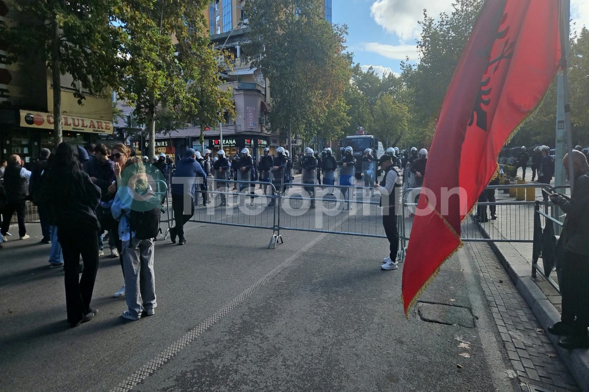 Διαδηλωτές έξω από το κοινοβούλιο στα Τίρανα