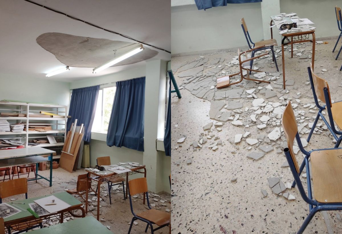Στο νοσοκομείο μαθητής μετά από πτώση σοβά σε σχολική τάξη στα Βασιλικά – Τι λέει ο αντιδήμαρχος (ΦΩΤΟ)